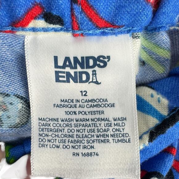 Lands' End NWOT Winter Penguin Print Elastic Waist Flannel Pajama Pants Kid's 12 - Picture 4 of 4